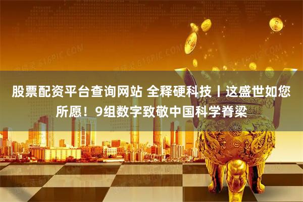 股票配资平台查询网站 全释硬科技丨这盛世如您所愿！9组数字致敬中国科学脊梁